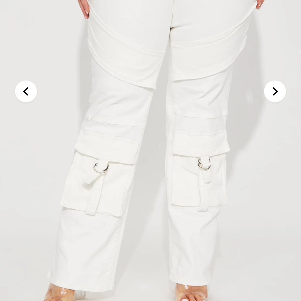 Fashion Nova White Utility Cargo Pants